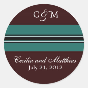 Adesivo Redondo Selo de Envelope Teal e Brown