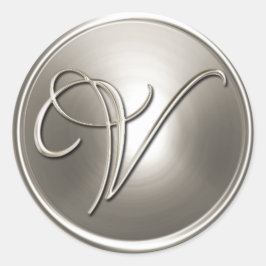 Adesivo Redondo Selo de Envelope V Silver Monograma