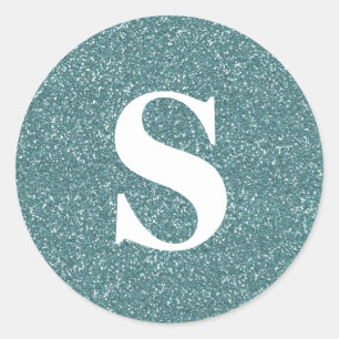Adesivo Redondo Selo de Envelope Verde de Monograma Luminoso Elega