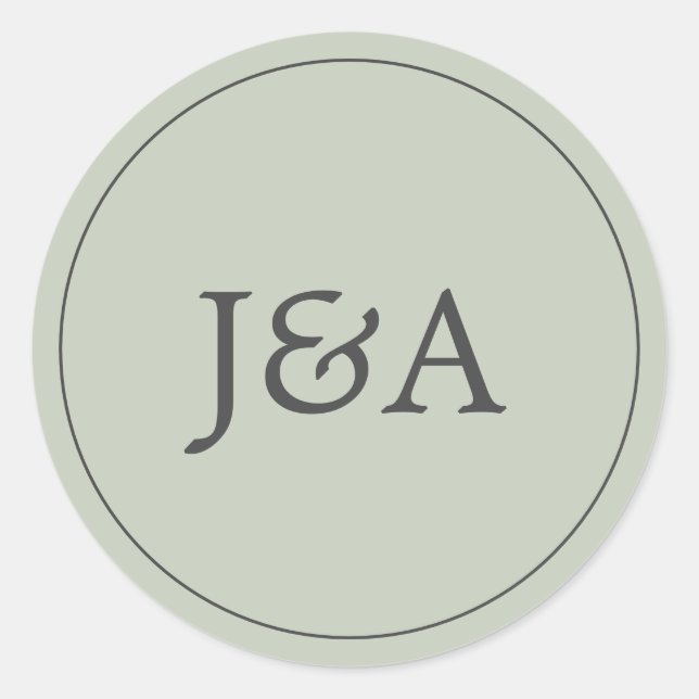 Adesivo Redondo Selo de Envelope Verde Eucalyptus Monograma Elegan (Frente)