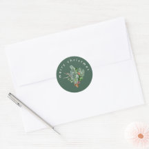 Selo de Envelope Verde Simples Natal Alegre Modern