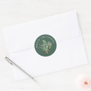 Adesivo Redondo Selo de Envelope Verde Simples Natal Alegre Modern
