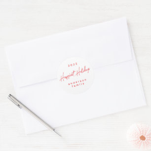 Adesivo Redondo Selo de Envelope Vermelho Branco de Férias Felizes