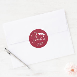 Adesivo Redondo Selo de Envelope Vermelho Carmesim para Festa de F