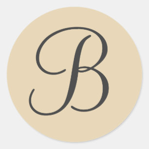 Adesivo Redondo Selo de Envelopes Monogramas Creme e Preto / Etiqu
