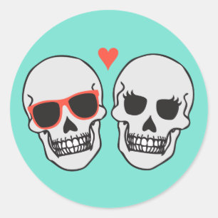 Adesivo Redondo Selo de esqueleto do envelope do casamento