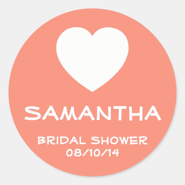 Adesivo Redondo Selo de Favor de Coração Branco e Gengibre (Frente)