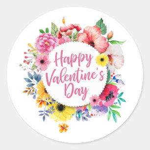 Adesivo Redondo Selo de Feliz dia de os namorados Floral Elegante