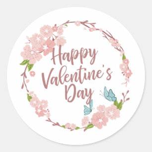 Adesivo Redondo Selo de Feliz dia de os namorados Floral Elegante