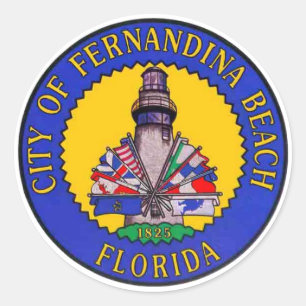 Adesivo Redondo Selo de Fernandina Beach, Flórida