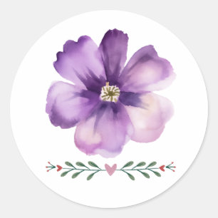 Adesivo Redondo selo de flor púrpura