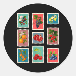 Adesivo Redondo Selo de Fruta de Verão Selo de Correio de Fruta Vi