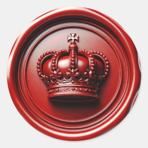 Adesivo Redondo Selo de gotejamento de cera de vela vermelha Coroa