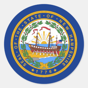 Adesivo Redondo Selo de Granite Stater, Selo de New Hampshire Stic