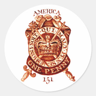 Adesivo Redondo Selo de imposto de 1765 americanos