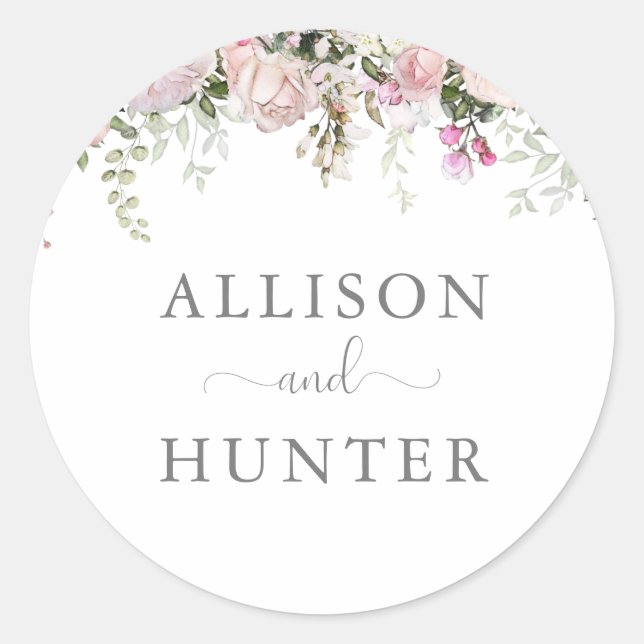 Adesivo Redondo Selo de Monograma Floral de Primavera (Frente)