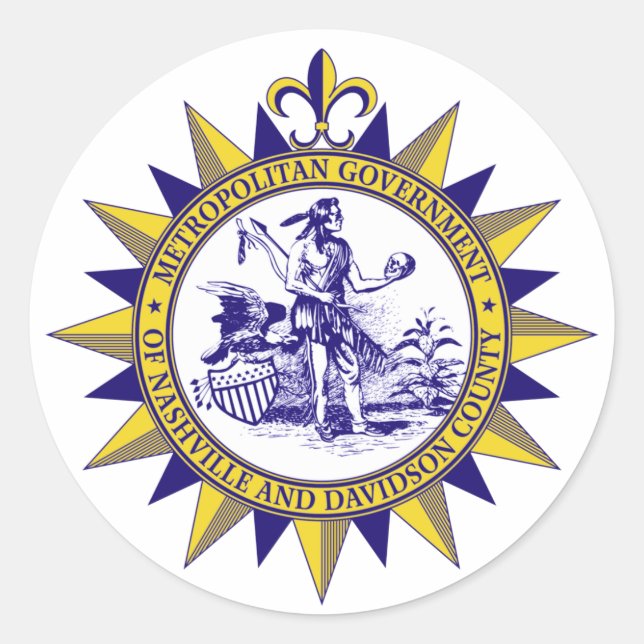 Adesivo Redondo Selo de Nashville, Tennessee (Frente)