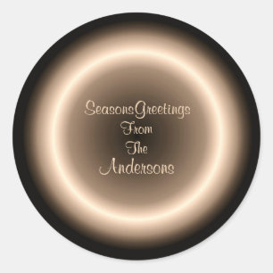 Adesivo Redondo Selo de Natal Círculo Iluminado com Creme Marrom