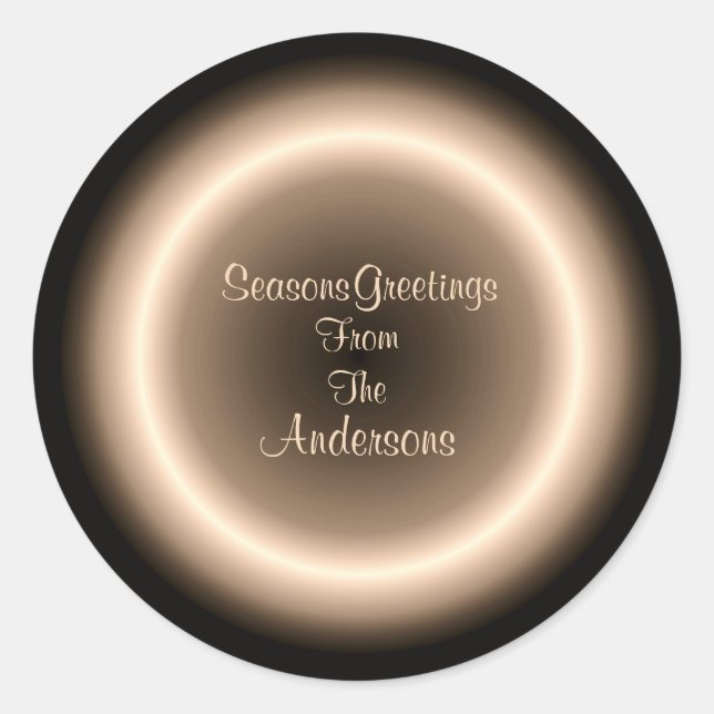 Adesivo Redondo Selo de Natal Círculo Iluminado com Creme Marrom (Frente)