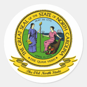 Adesivo Redondo Selo de North Carolina