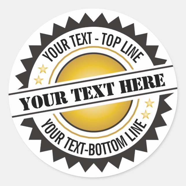 Adesivo Redondo Selo de Prêmio ou Prêmio preto e ouro (Frente)