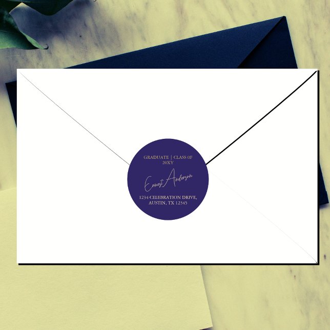 Adesivo Redondo Selo de Retorno de Formatação Azul Simples Moderno (Criador carregado)