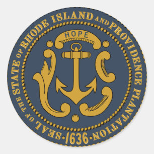 Adesivo Redondo Selo de Rhode Island