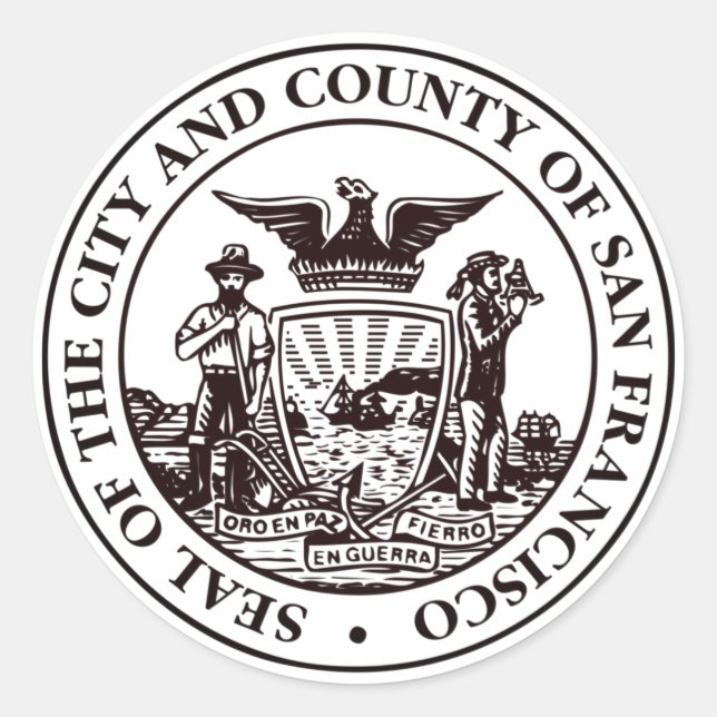Adesivo Redondo Selo de São Francisco, CA (Frente)