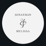 Adesivo Redondo Selo de Vinheta de Envelope de Casamento de Script<br><div class="desc">Selo de Vinheta de Envelope de Casamento de Script Moderno Simples</div>