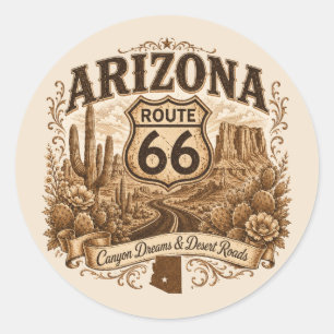 Adesivo Redondo Selo Decorativo da Estrada Histórica Route 66 do A