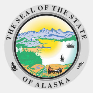 Adesivo Redondo Selo do Alasca State USA Round Sticker