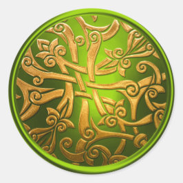 Adesivo Redondo Selo do Envelope Celta Dourado para Damasco