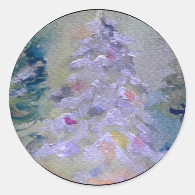 Adesivo Redondo Selo do envelope da árvore de Natal (Frente)