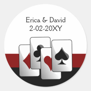 Adesivo Redondo Selo do envelope do casamento de Vegas