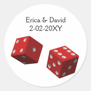 Adesivo Redondo Selo do envelope do casamento de Vegas