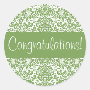 Adesivo Redondo Selo do envelope do damasco dos parabéns