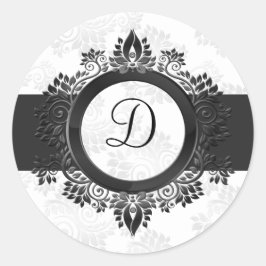 Adesivo Redondo selo do envelope do monograma prateado