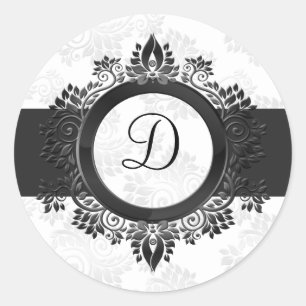 Adesivo Redondo selo do envelope do monograma prateado