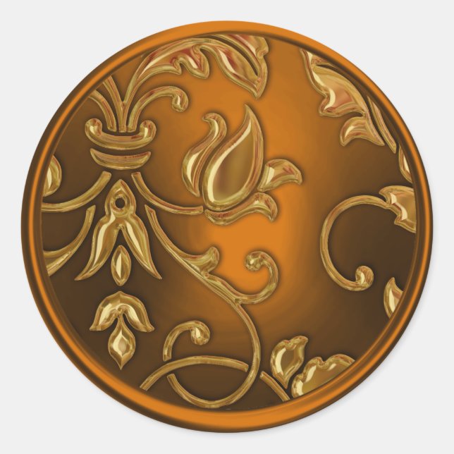 Adesivo Redondo Selo do envelope Dourado e de cobre (Frente)