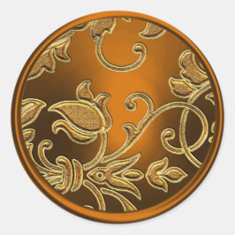 Adesivo Redondo Selo do envelope Dourado e de cobre