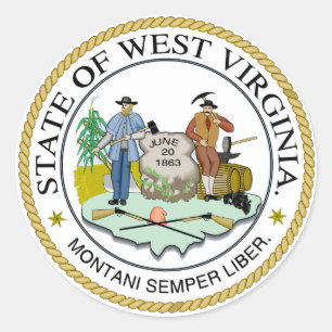 Adesivo Redondo Selo do estado de West Virginia