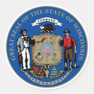 Adesivo Redondo Selo do estado de Wisconsin