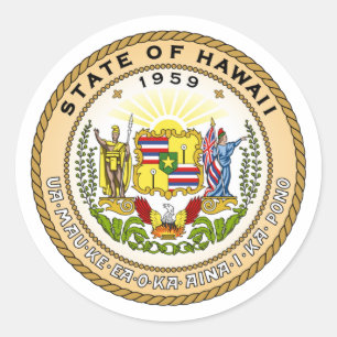 Adesivo Redondo Selo do Estado do Havaí -