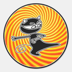 Adesivo Redondo Selo do gato de Ninja
