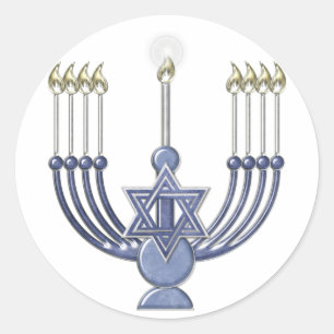 Adesivo Redondo Selo do KRW Hanukkah Menorah