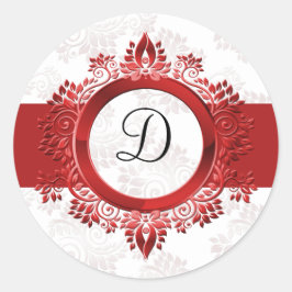 Adesivo Redondo selo do monograma vermelho