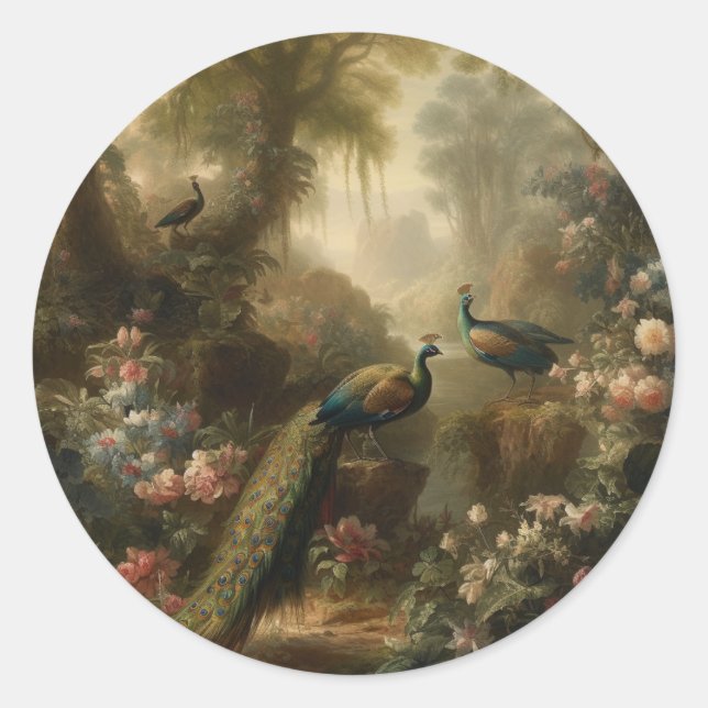 Adesivo Redondo Selo do Santuário do Trio de Pavões do Bosque Anti (Frente)