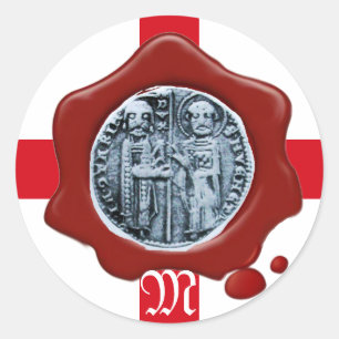 Adesivo Redondo Selo do selo de cera vermelha de KNIGHTS TEMPLAR
