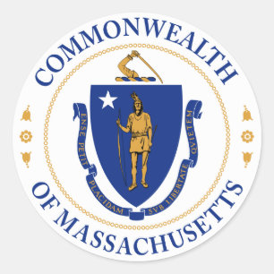 Adesivo Redondo Selo do Vinhal de Massachusetts