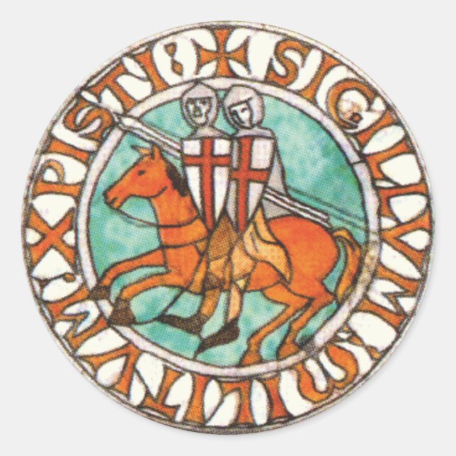 Adesivo Redondo Selo dos cavaleiros Templar (Frente)